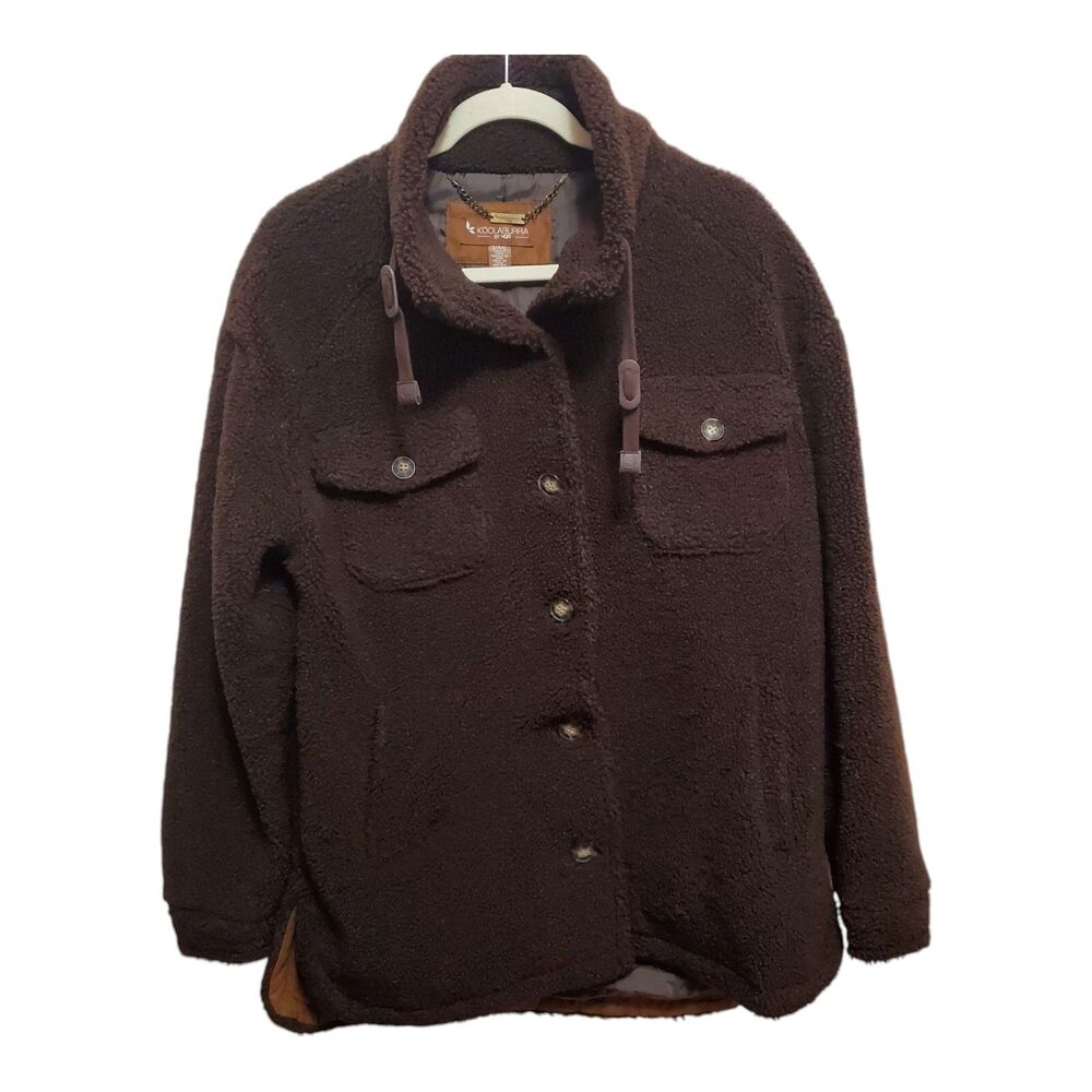 UGG Kookaburra Jacket Womens Petite Small Oversized Dark Brown Sherpa Cozy